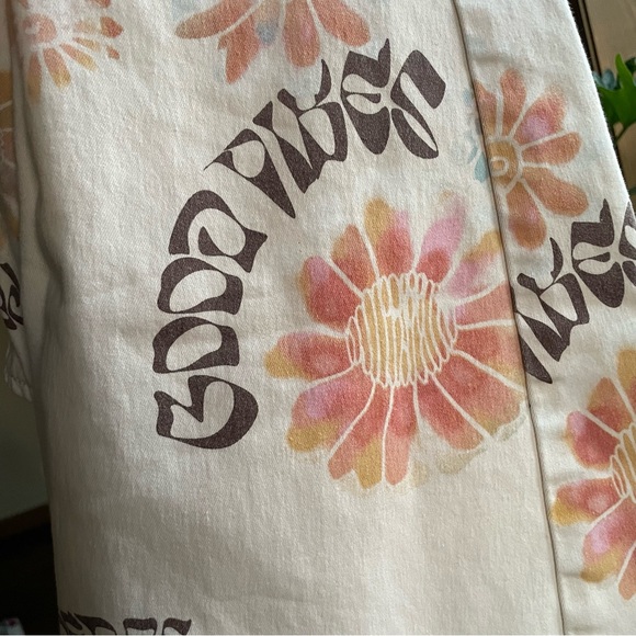 We The Free Penny Pull-On Printed Flare Jeans Floral Good Vibes Combo sz 28 - Picture 16 of 16